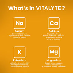 Vitalyte orange powder dissolving in water to boost electrolyte balance.