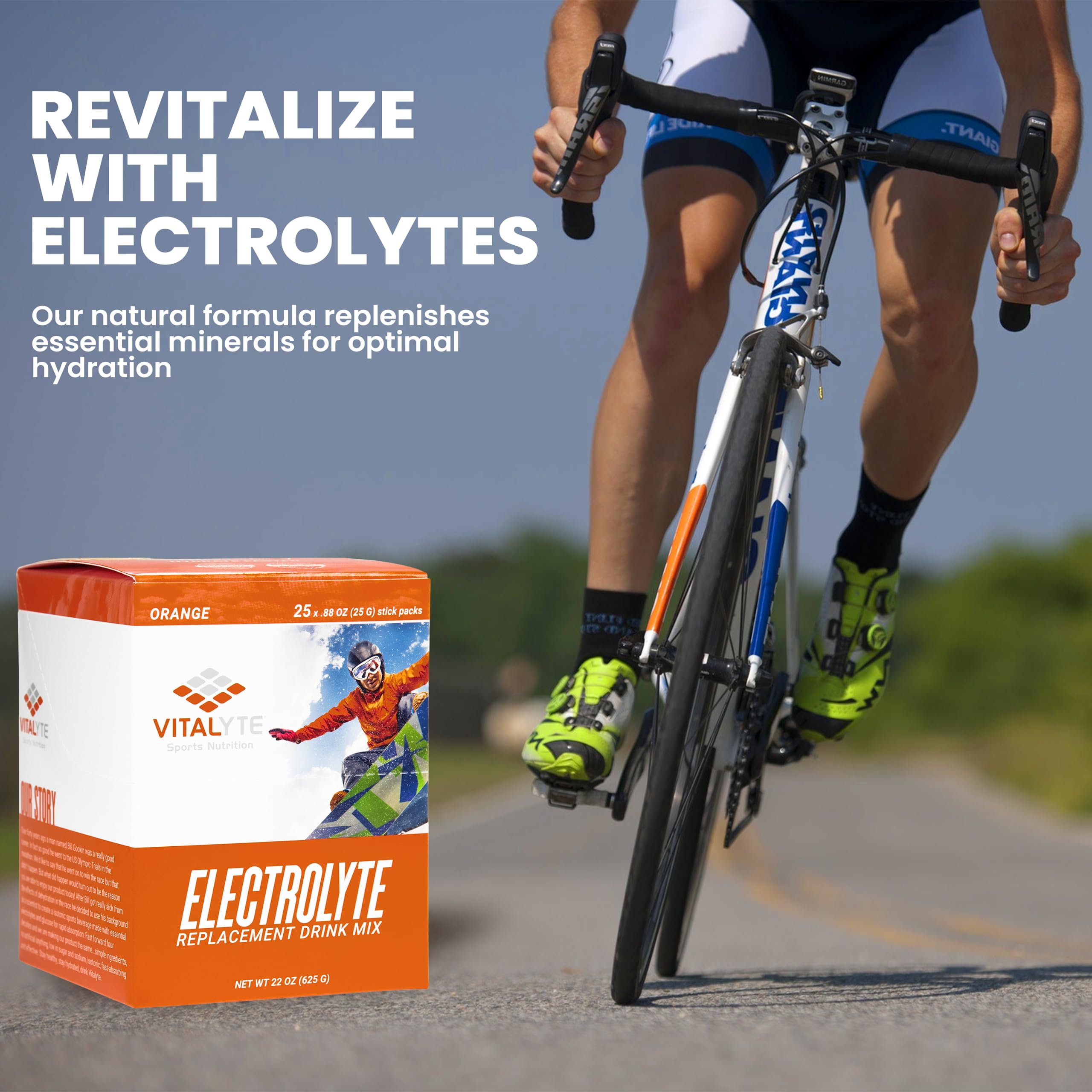 Vitalyte orange single-serve stick opened for on-the-go hydration.