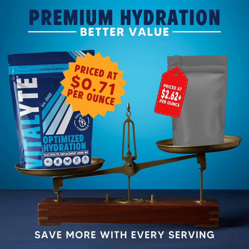 Vitalyte post-workout drink prep with two scoops in water.