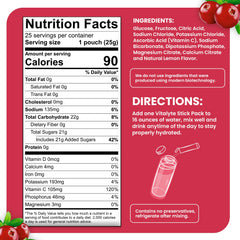 Vitalyte single-serve packet dissolving when added to water.