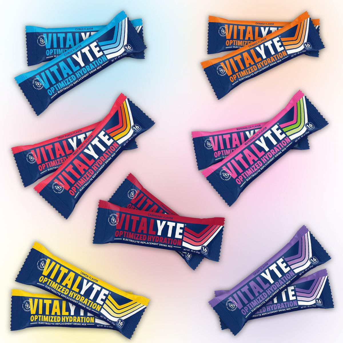Vitalyte variety pack of fourteen packets ready for on-the-go hydration.