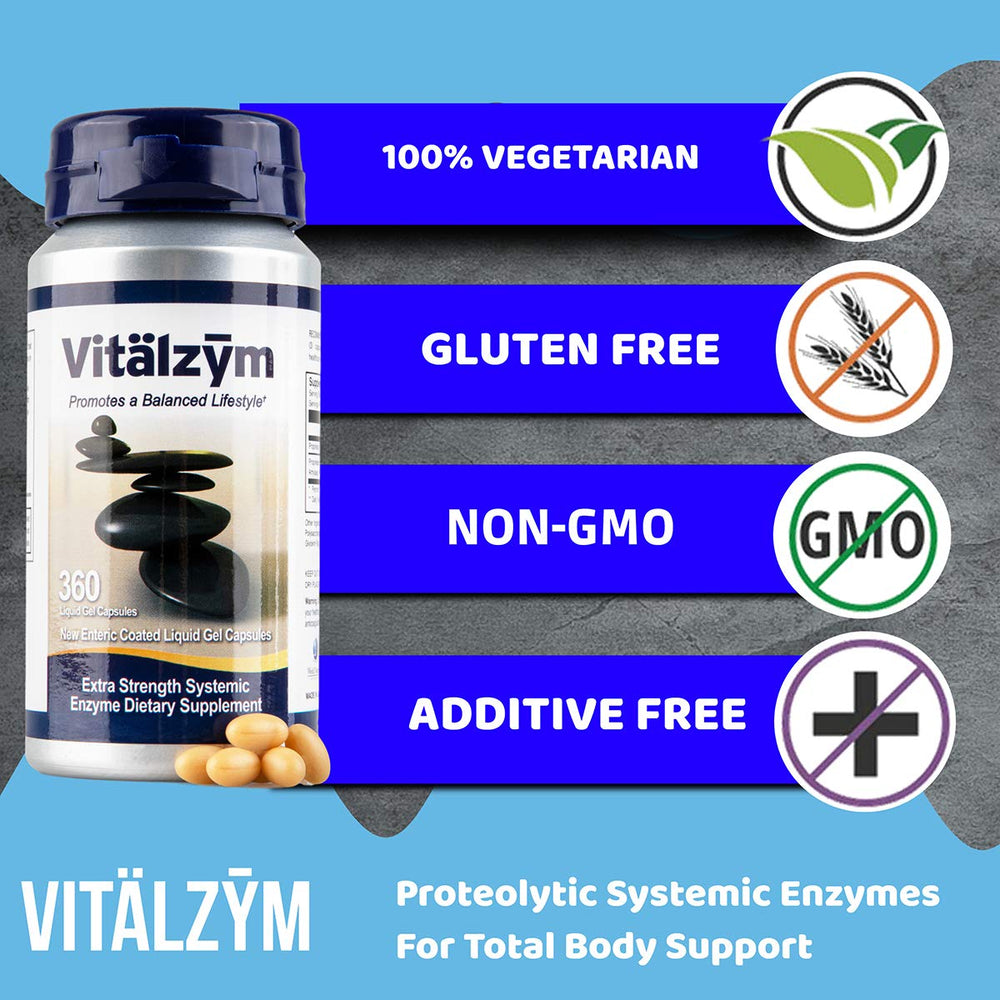 VITÄLZYM multi-enzyme blend including serrapeptase for wellness support.