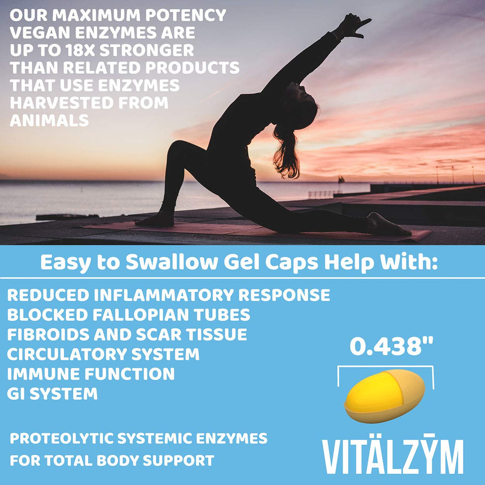 VITÄLZYM bottle close-up signaling 360 capsules for daily use.