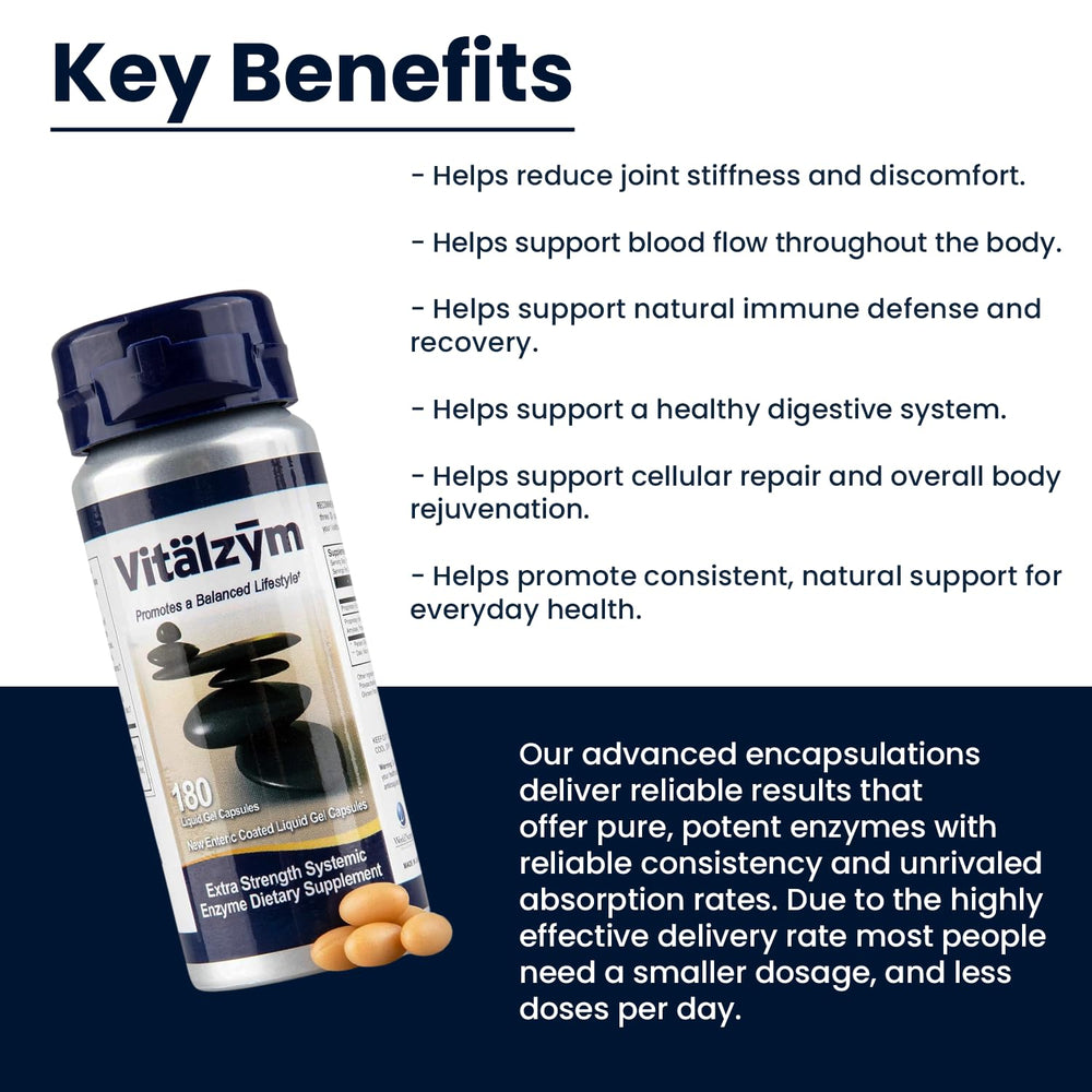 Vitalzym graphic focused on immune support and overall wellness.