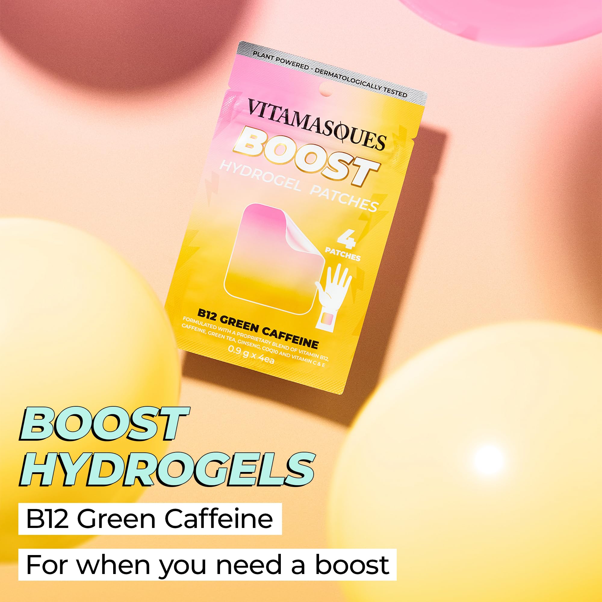 Vitamasques Boostme hydrogel patches provide long-lasting vitality on the skin.
