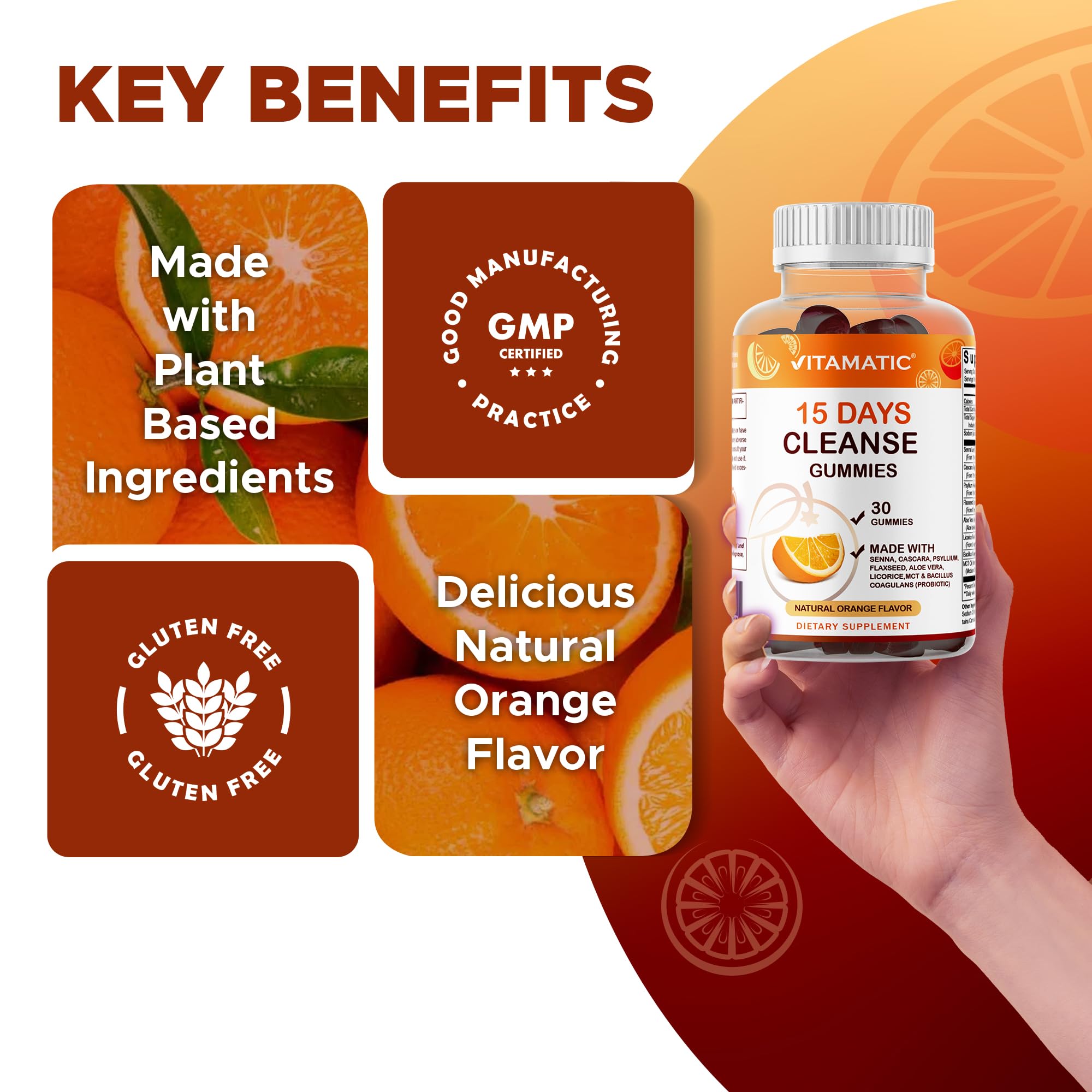 Vitamatic 15 Day Cleanse Gummies serving scene within a daily routine.