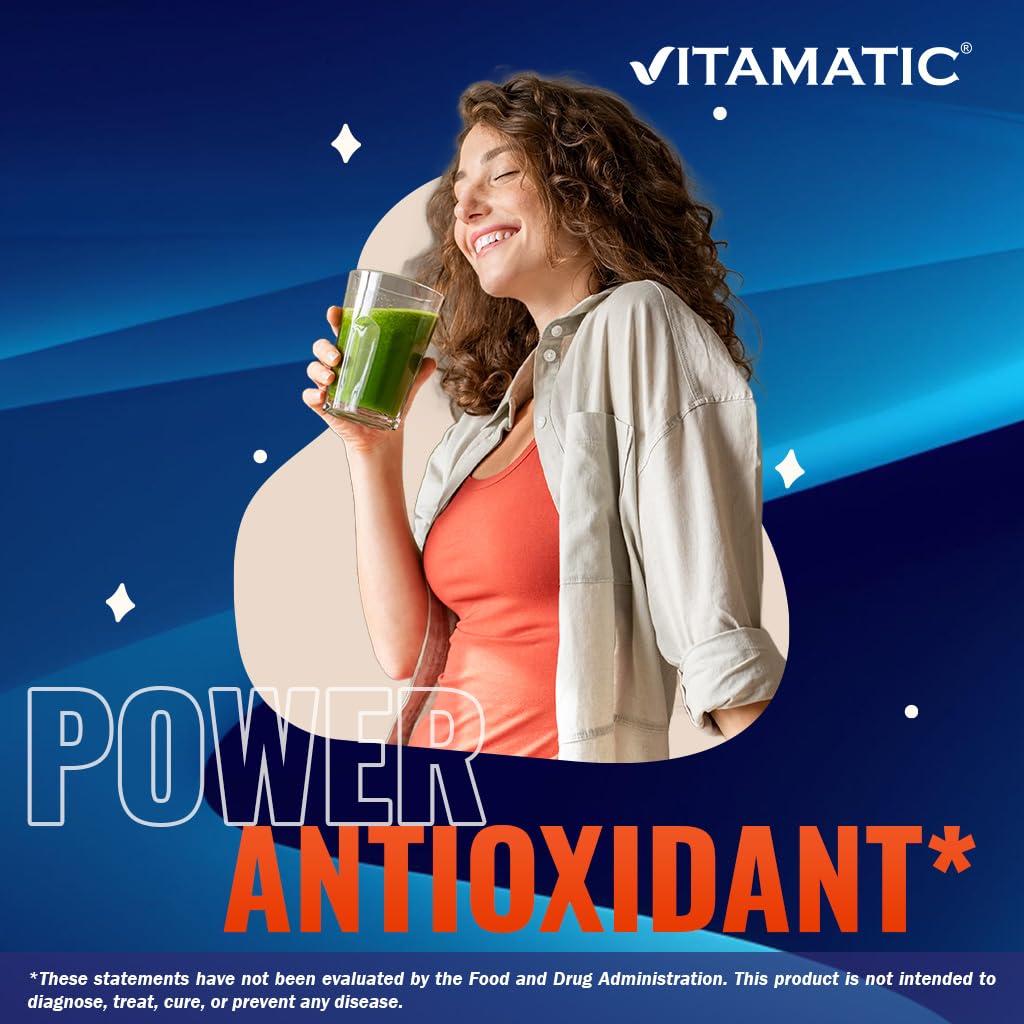 Vitamatic Alpha Lipoic Acid bottle on white background suggesting storage.
