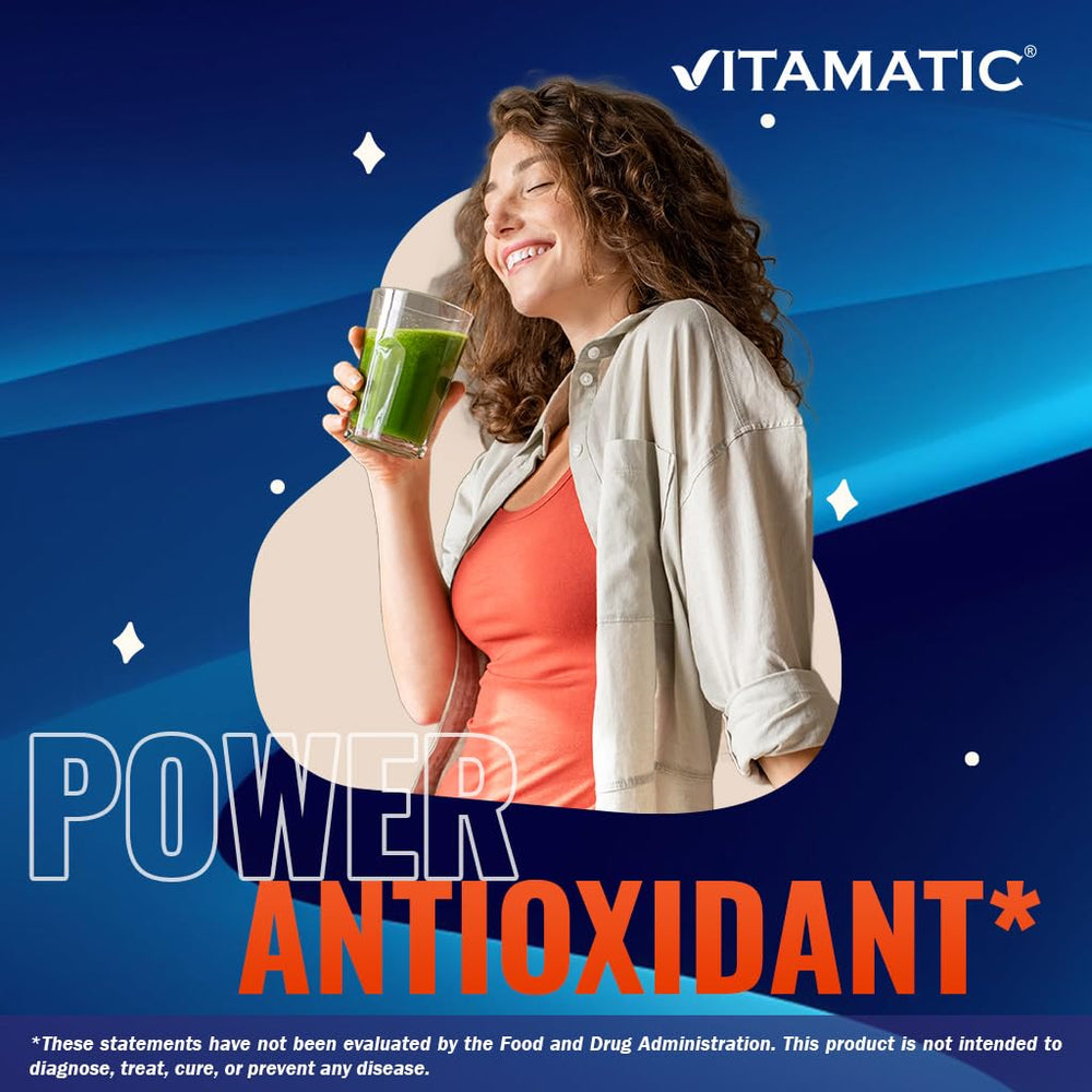 Vitamatic Alpha Lipoic Acid bottle on white background suggesting storage.