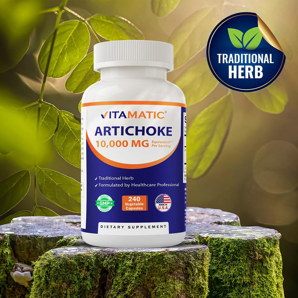 Vitamatic Artichoke Extract label with ingredients panel for transparency.