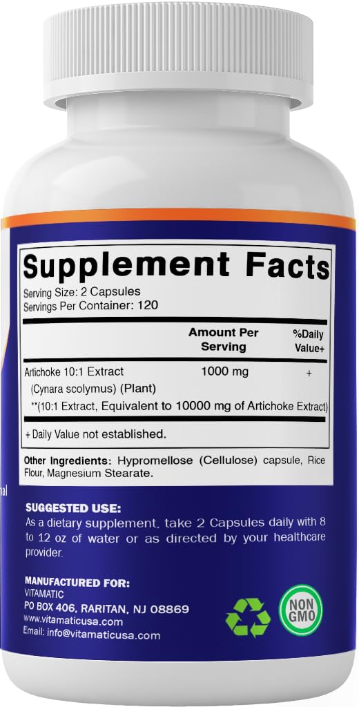 Packaging photo of Vitamatic Artichoke Extract on table for a daily routine.