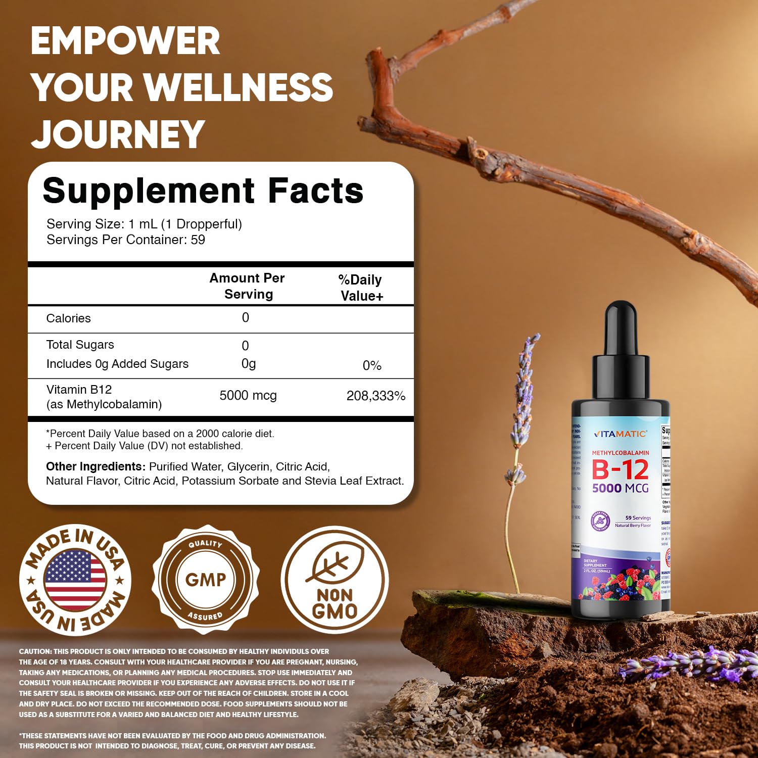 Vitamatic B12 drops with a dropper for convenient sublingual delivery
