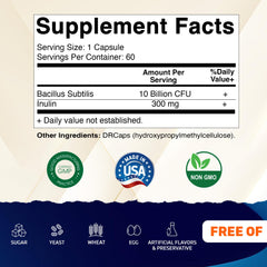 Vitamatic Bacillus Subtilis capsule closeup highlighting capsule texture for gut comfort