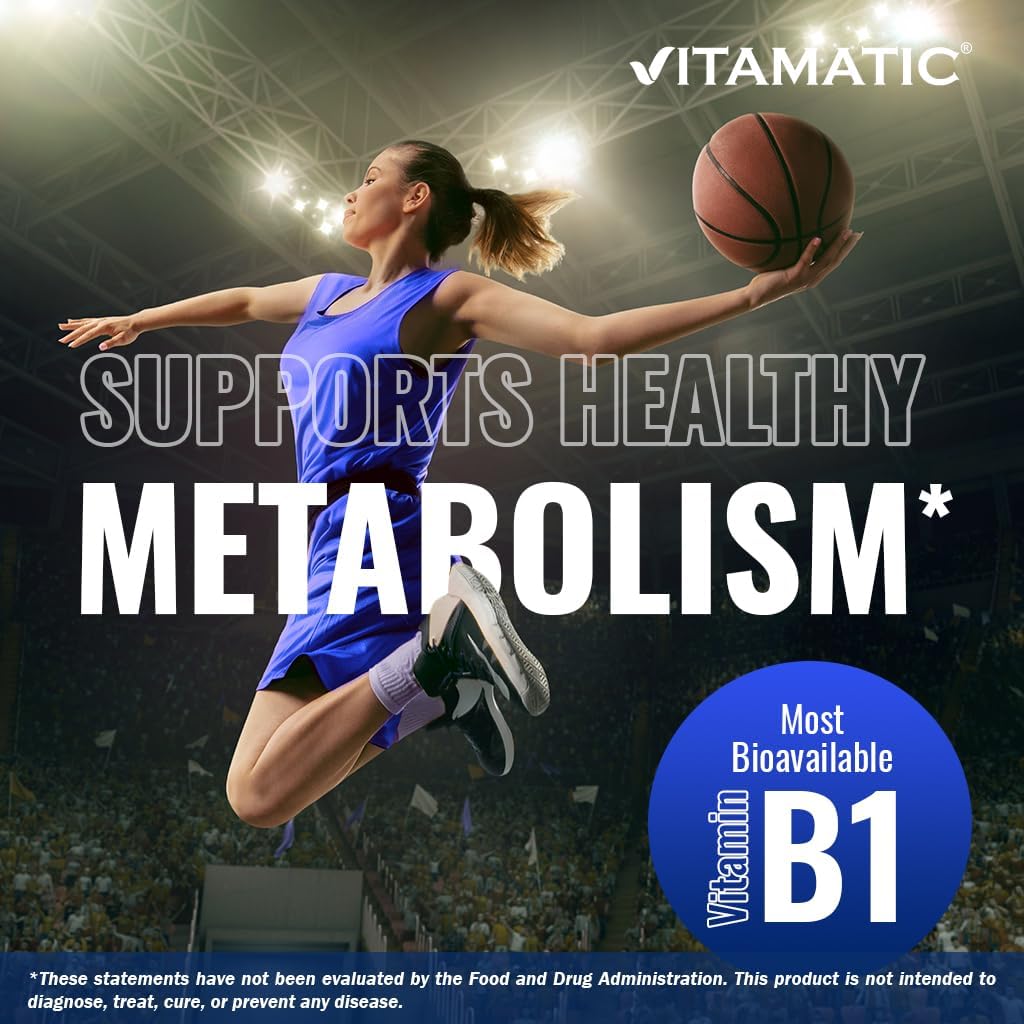 Vitamatic Benfotiamine label packaging reveals clean, non-GMO attributes.