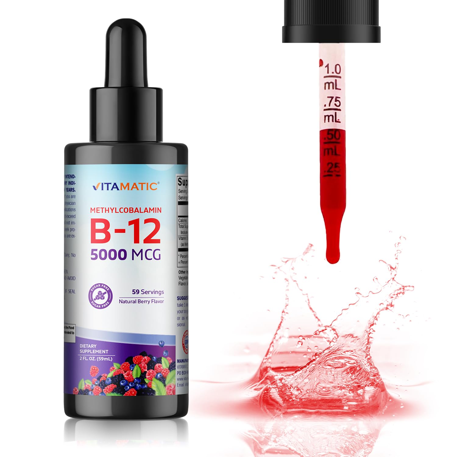 Vitamatic berry flavor sublingual drops for quick supplementation