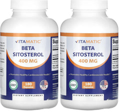 Vitamatic Beta SItosterol 400 mg bottle front view may support healthy prostate function.