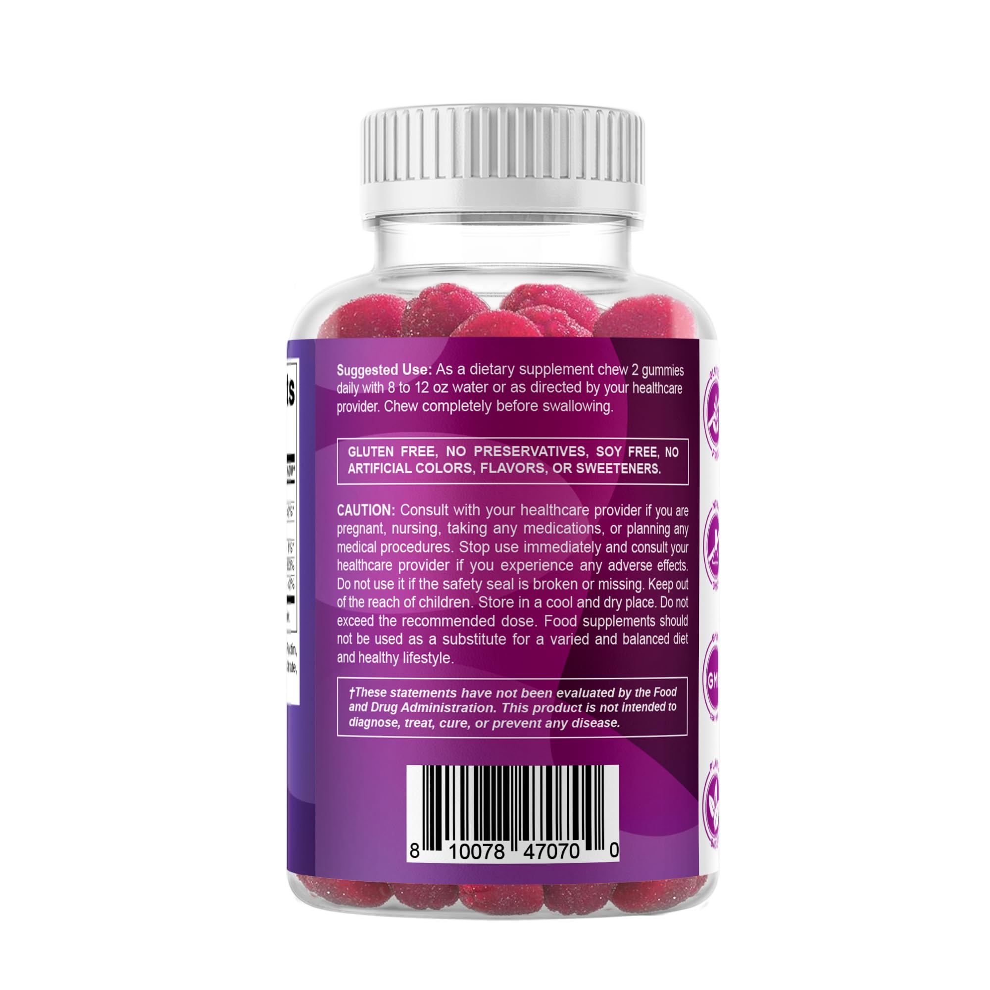 Vitamatic Biotin Gummies bottle design highlights clear labeling.