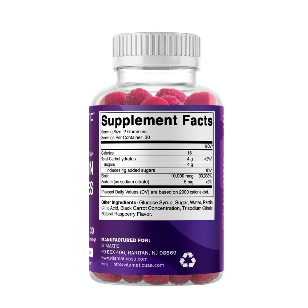 Vitamatic Biotin Gummies six-bottle pack provides ongoing supply.