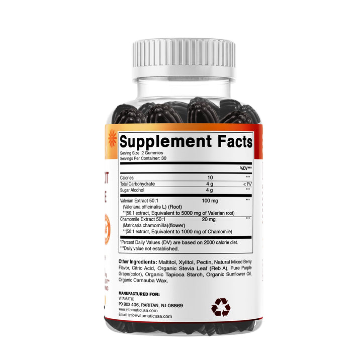 Vitamatic bottle shows 60 gummies for monthly supply.