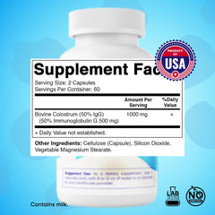 Close-up of Vitamatic bovine colostrum capsules highlighting easy daily use