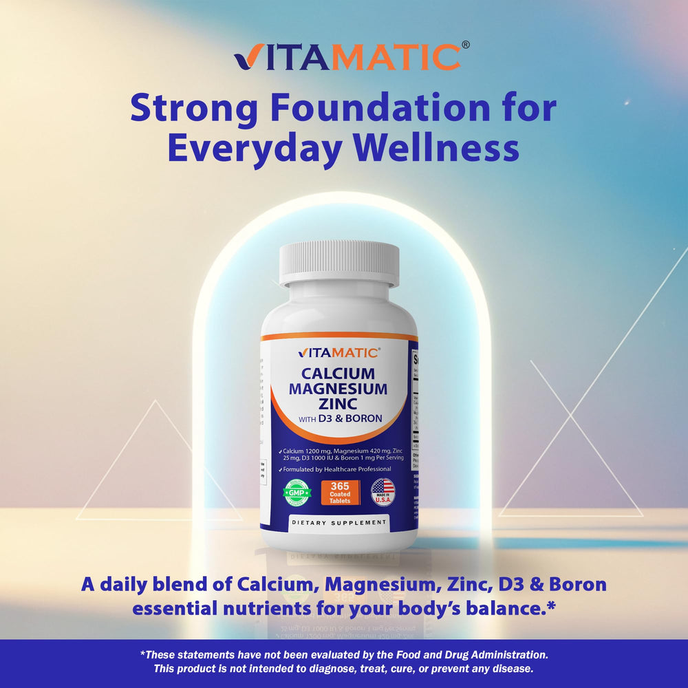 Vitamatic bottle back showing supplement facts and ingredients for transparency.