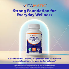 Vitamatic bottle back showing supplement facts and ingredients for transparency.