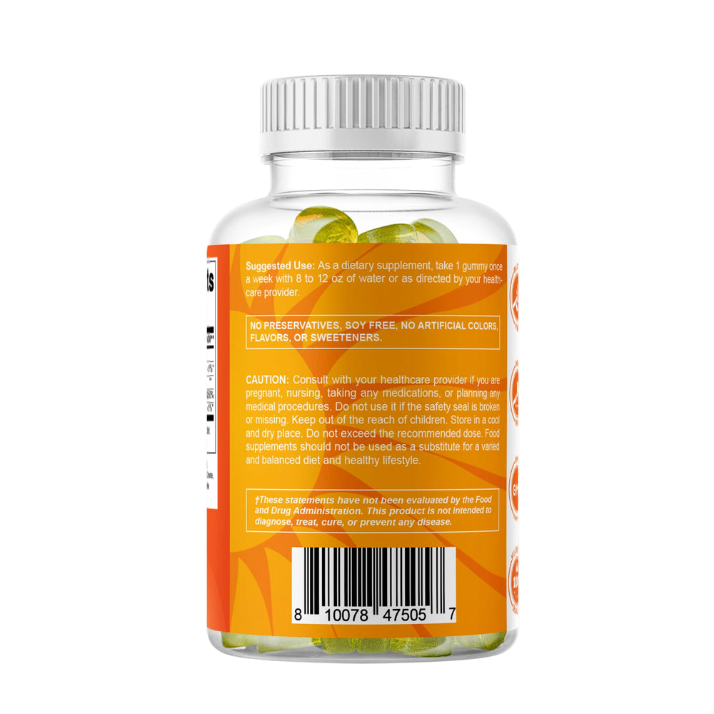 Vitamatic soft gummy texture close-up signaling pleasant chewable experience.