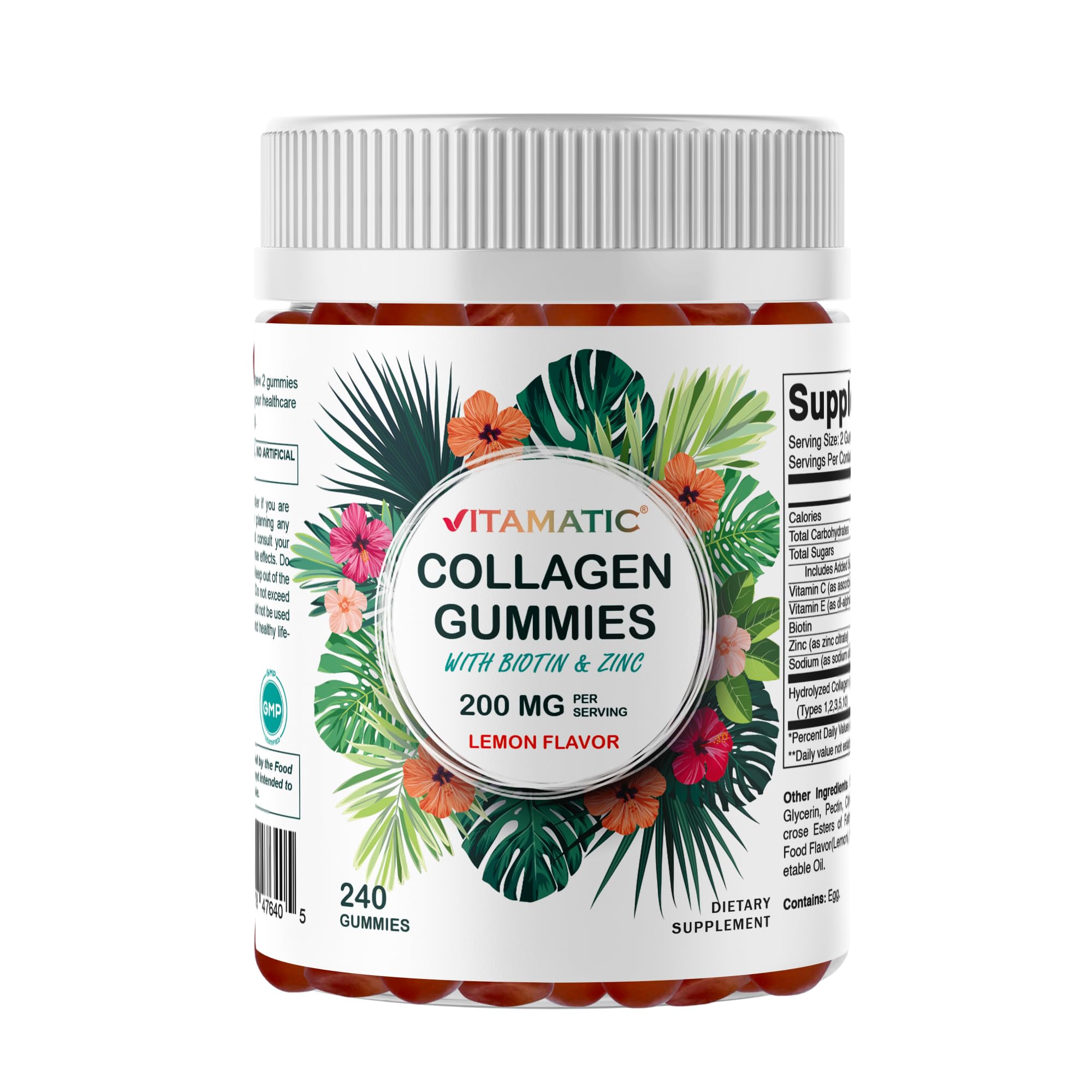 Vitamatic collagen gummies bottle close-up for convenient daily use