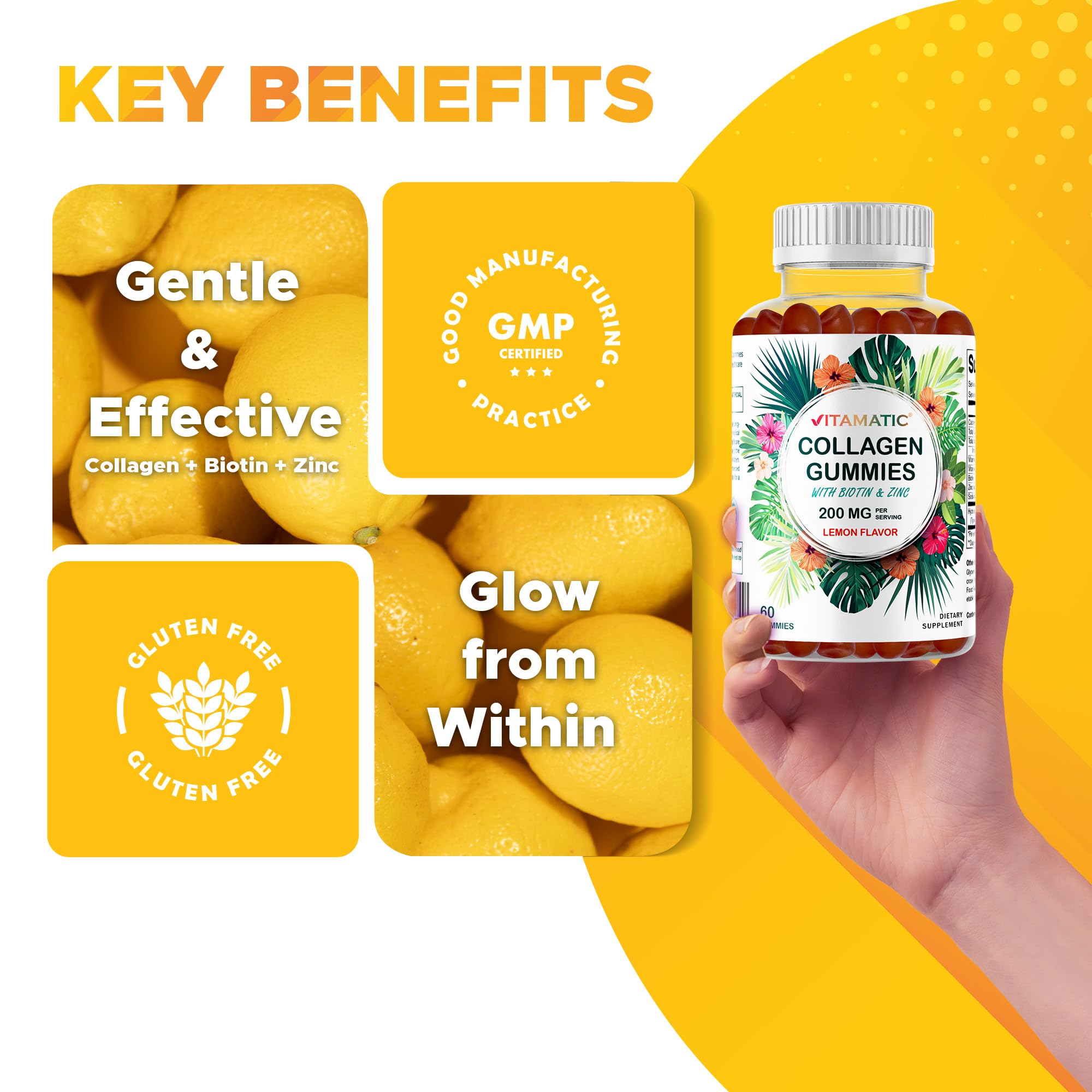 Vitamatic bottle pouring collagen gummies for easy daily routine