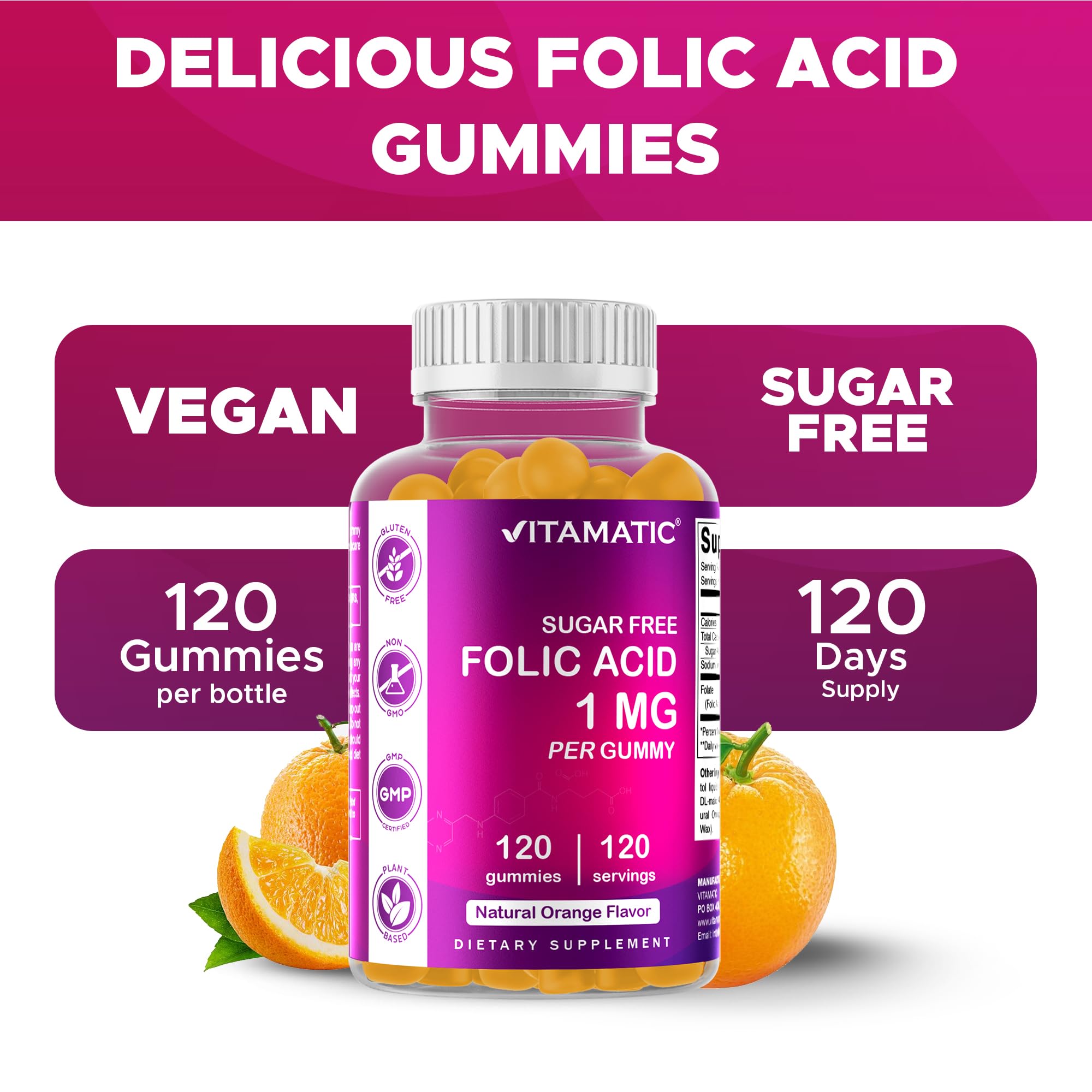Vitamatic Folic Acid Gummies gluten-free badge – supports gluten-free routines
