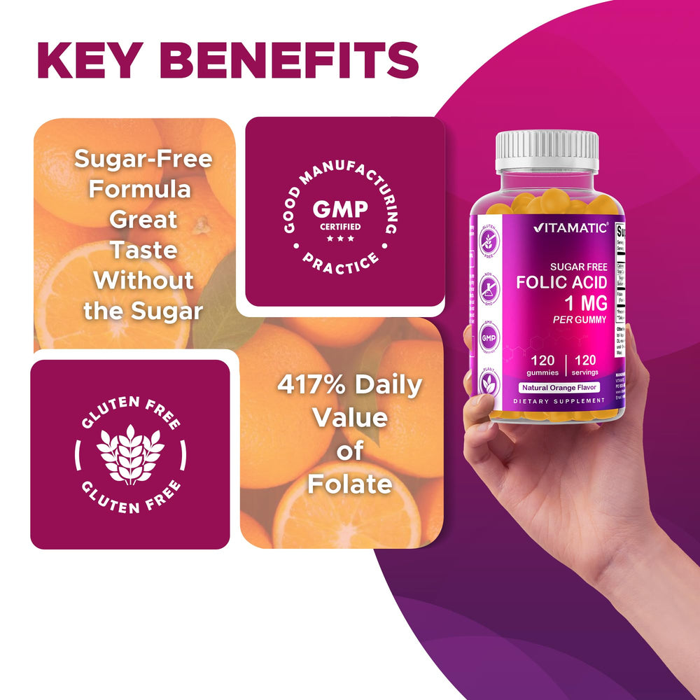 Vitamatic Folic Acid Gummies vegan badge – suitable for vegetarian prenatal diets