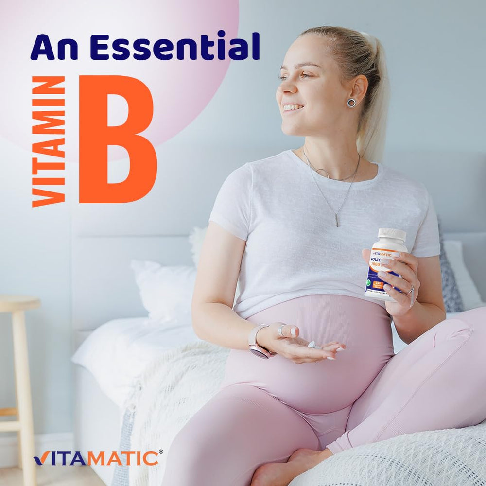 Vitamatic folic acid non-GMO icon communicates clean ingredients.