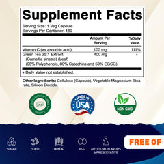 Vitamatic Green Tea Extract capsules shown for convenient vegan daily intake