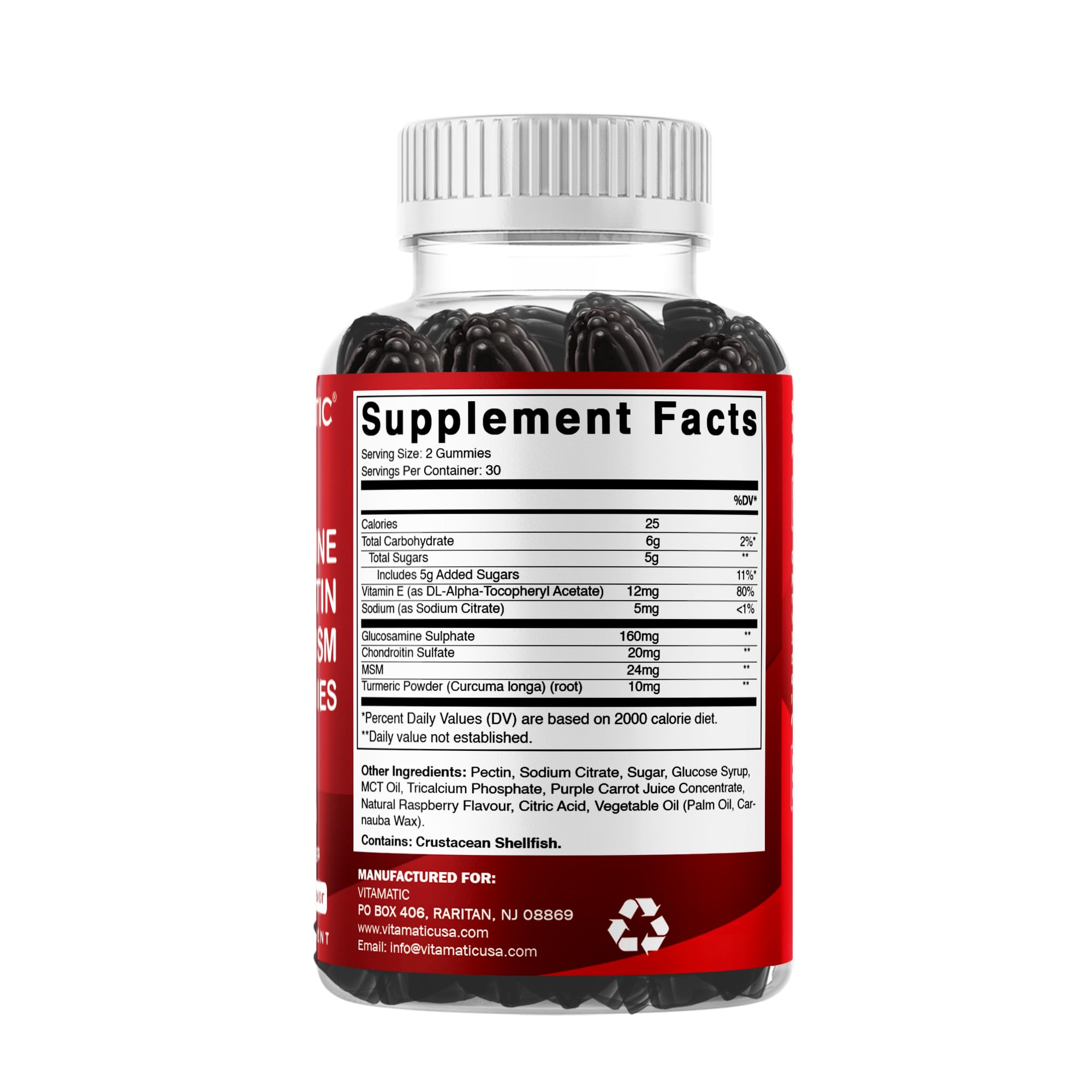 Vitamatic gummy close-up reveals chewy texture and fruity flavor.