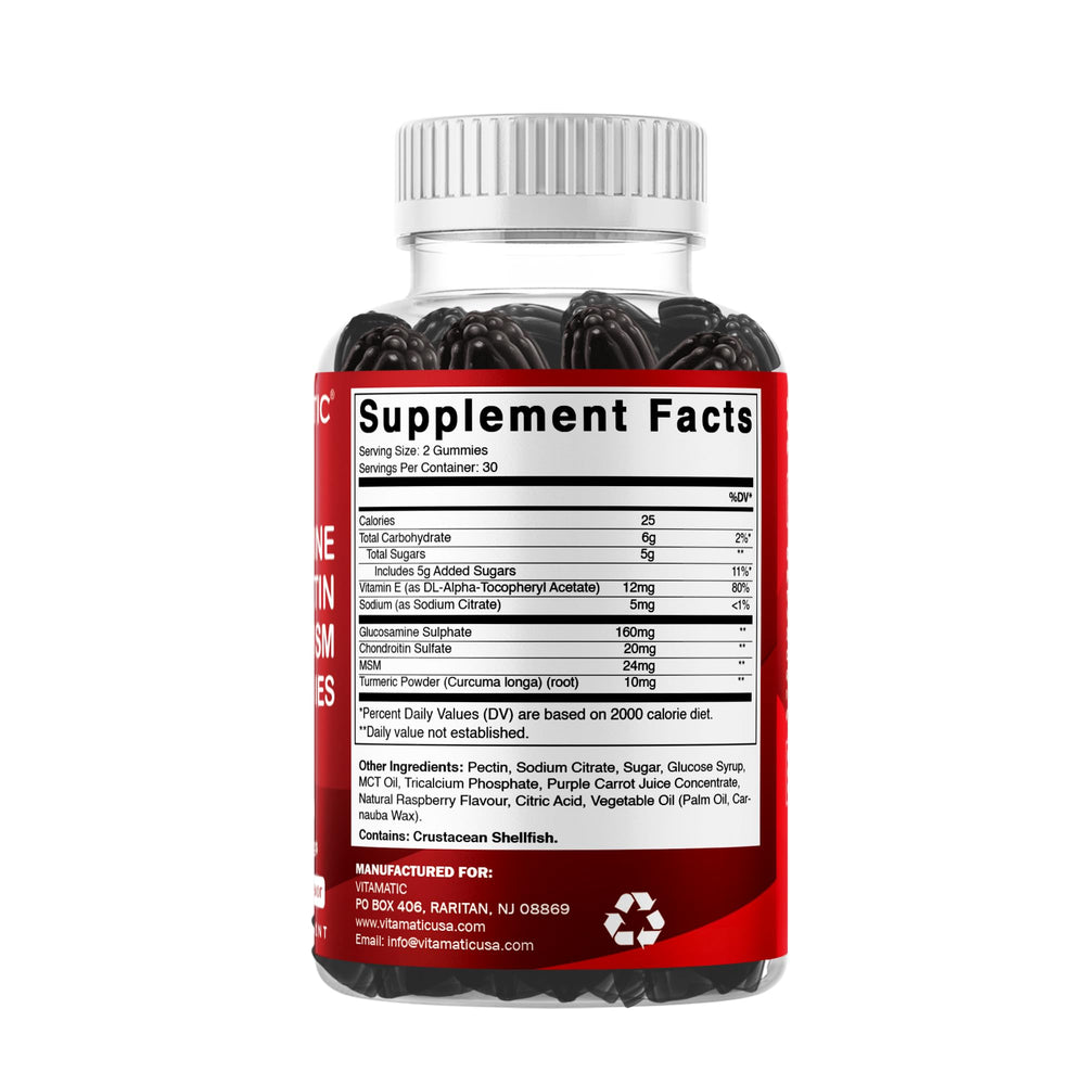 Vitamatic gummy close-up reveals chewy texture and fruity flavor.