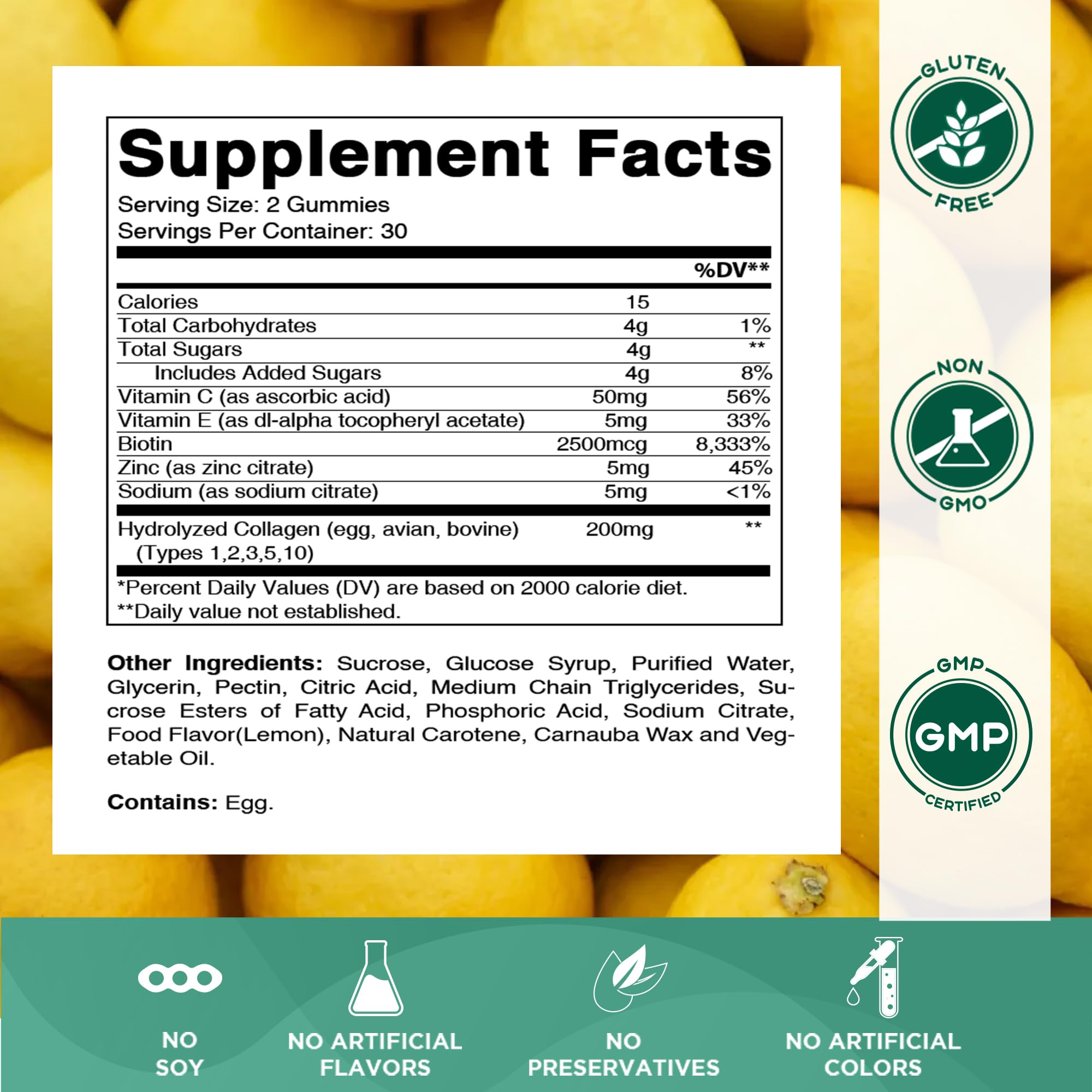 Vitamatic gummies bottle back highlights ingredients and nutrition details