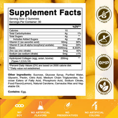 Vitamatic hydrolyzed collagen gummies tropical flavor close-up highlighting chewy texture and taste.