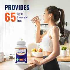 Vitamatic immune-support visuals emphasize iron and vitamin C pairing.