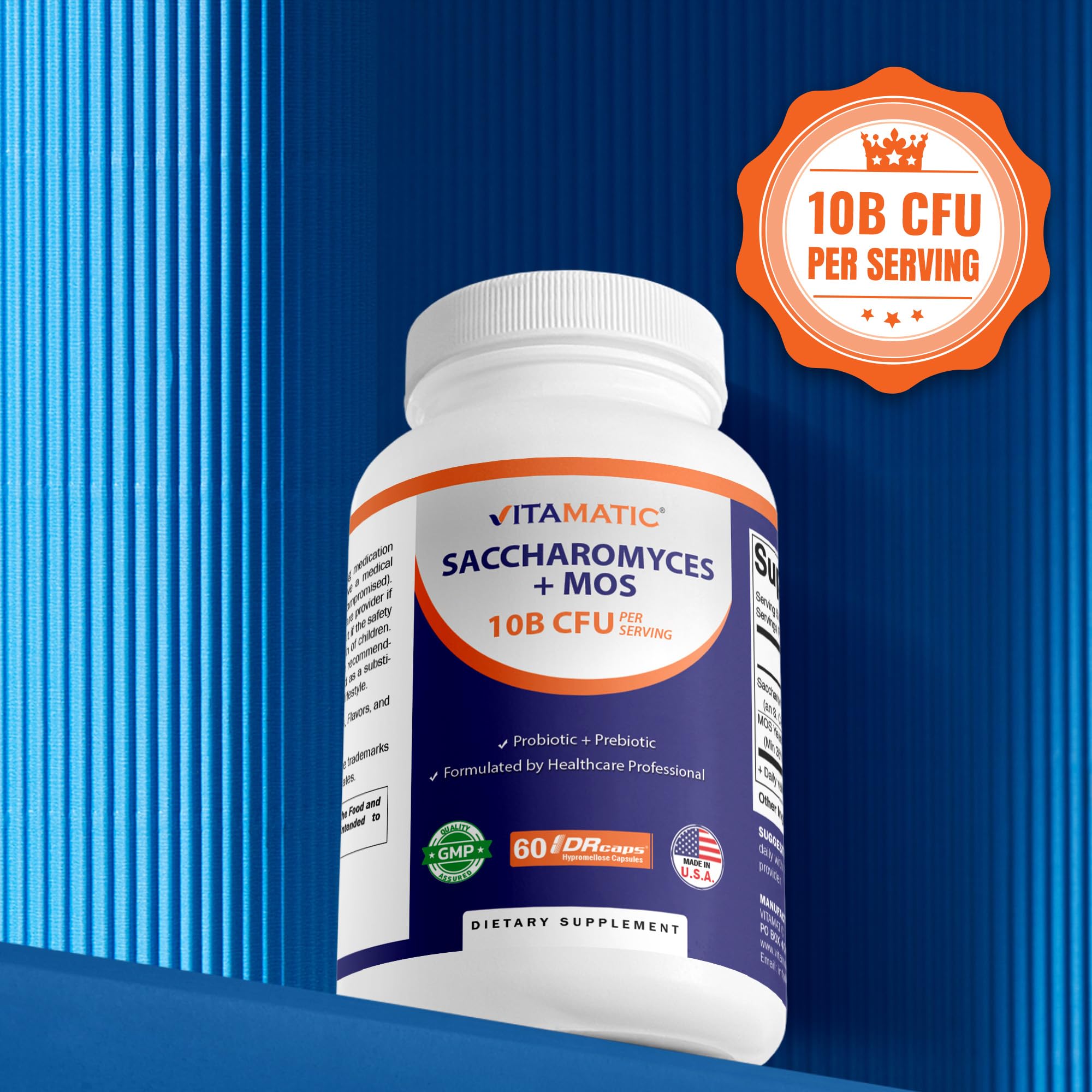 Vitamatic ingredients list shows non-GMO and gluten-free formulation.