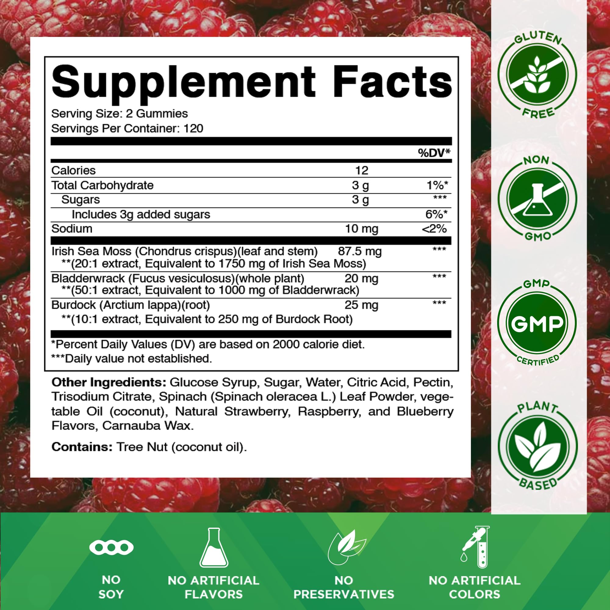Close-up of bright gummies highlights natural raspberry taste and easy chew.
