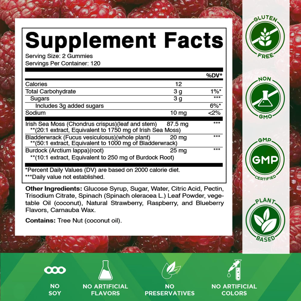 Close-up of bright gummies highlights natural raspberry taste and easy chew.