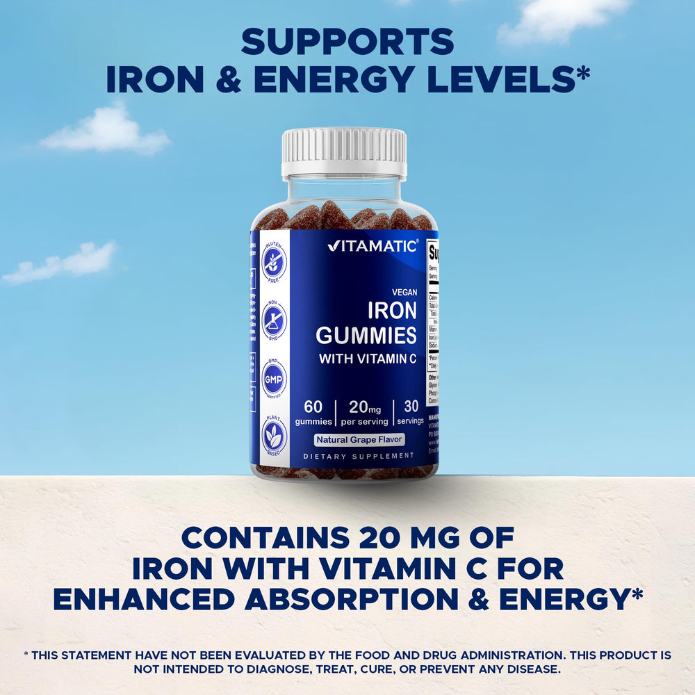 Vitamatic Iron Gummies vitamin C boost visual indicates improved iron absorption