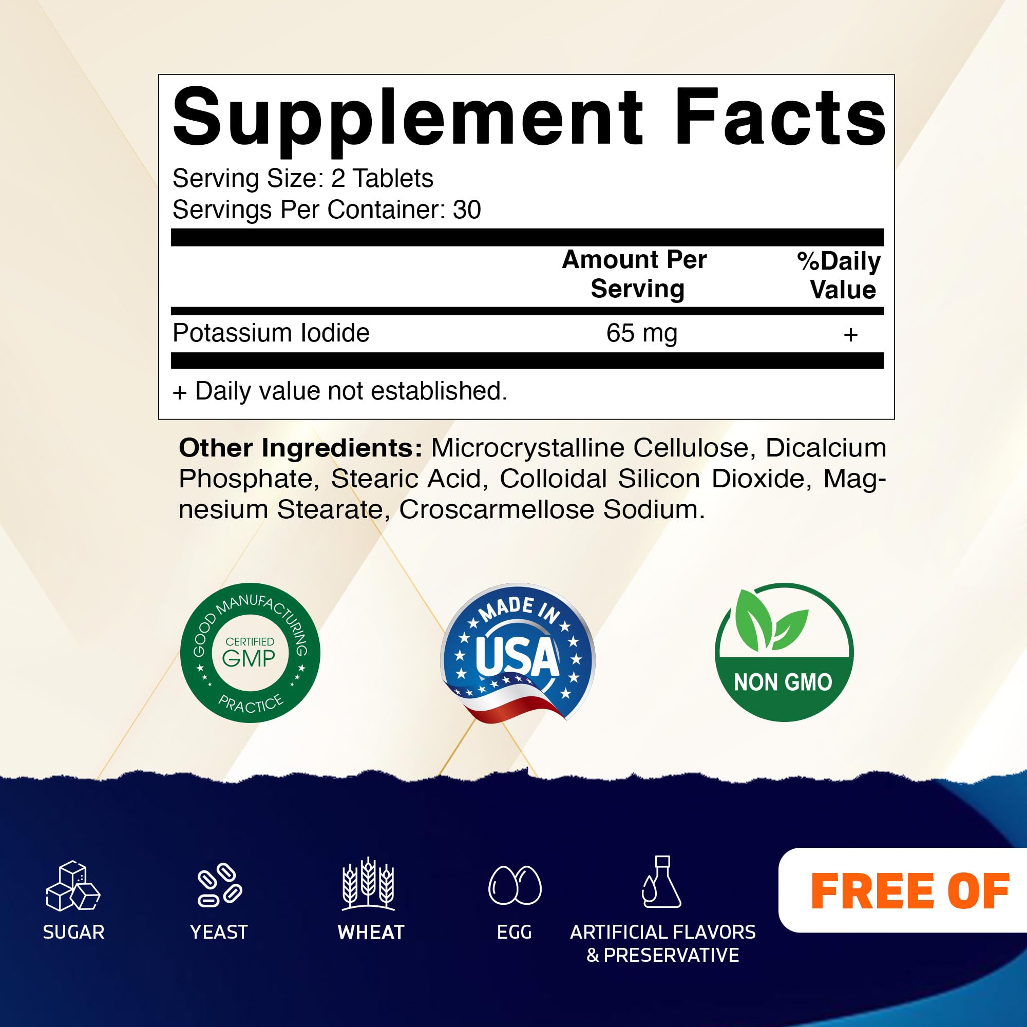 Vitamatic KI pills shown with easy-swallow design