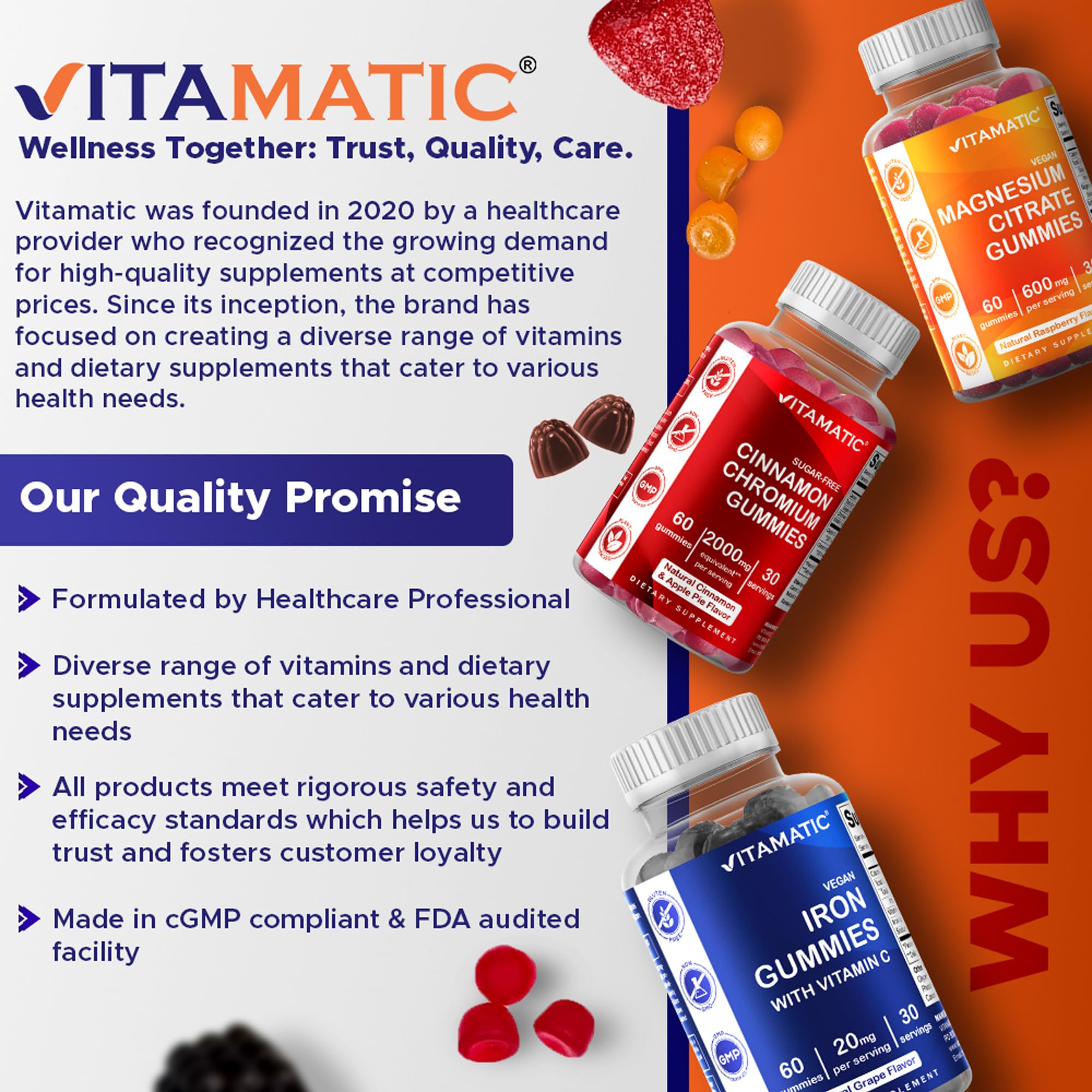 Vitamatic Kids Magnesium Calm Gummies close-up showing chewy texture ideal for kids.