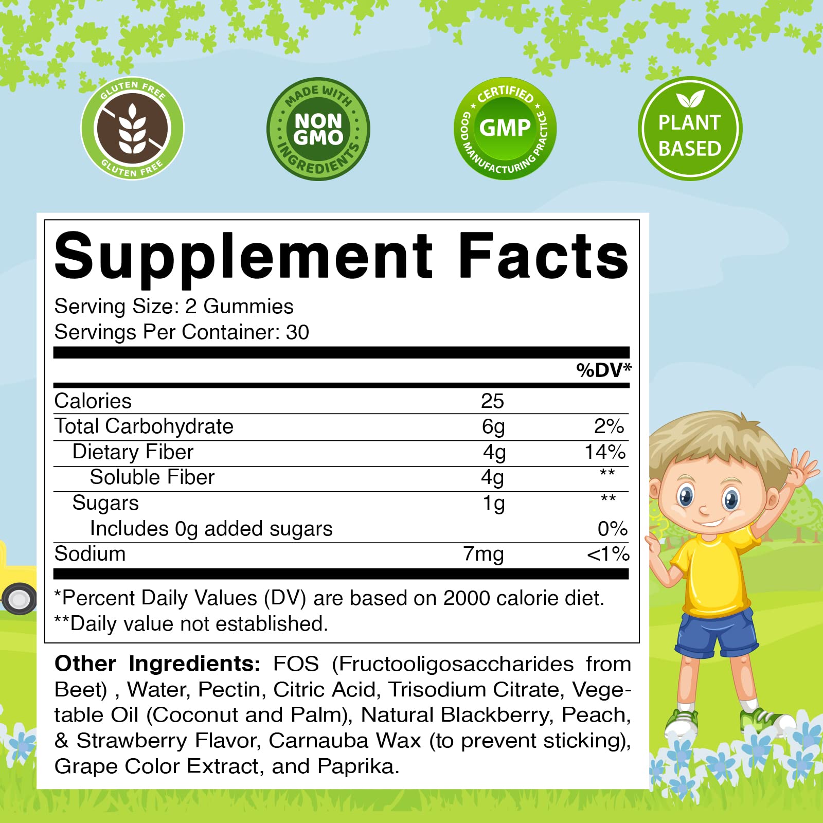 Gummies close-up highlighting chewy texture and beet-derived fiber for gut support.