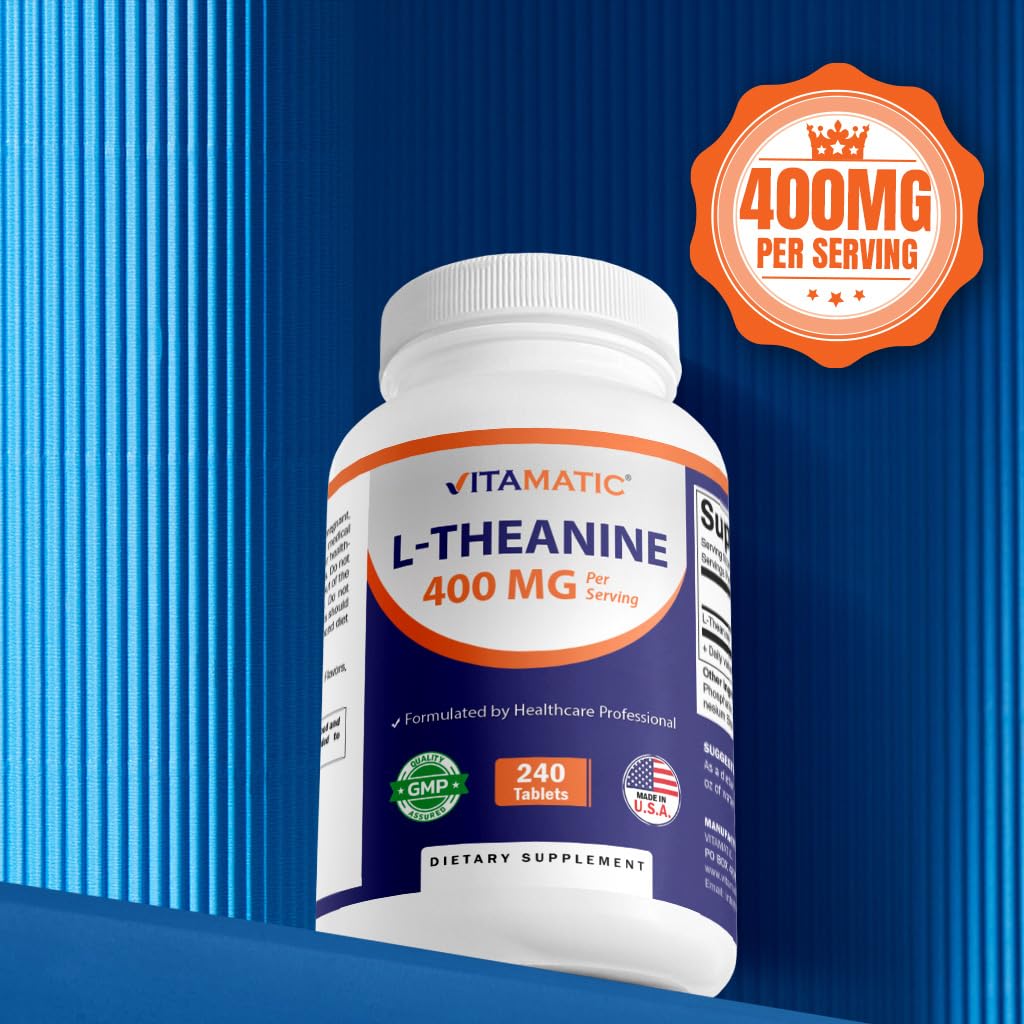 Vitamatic L-Theanine USA-made GMP stamp on packaging
