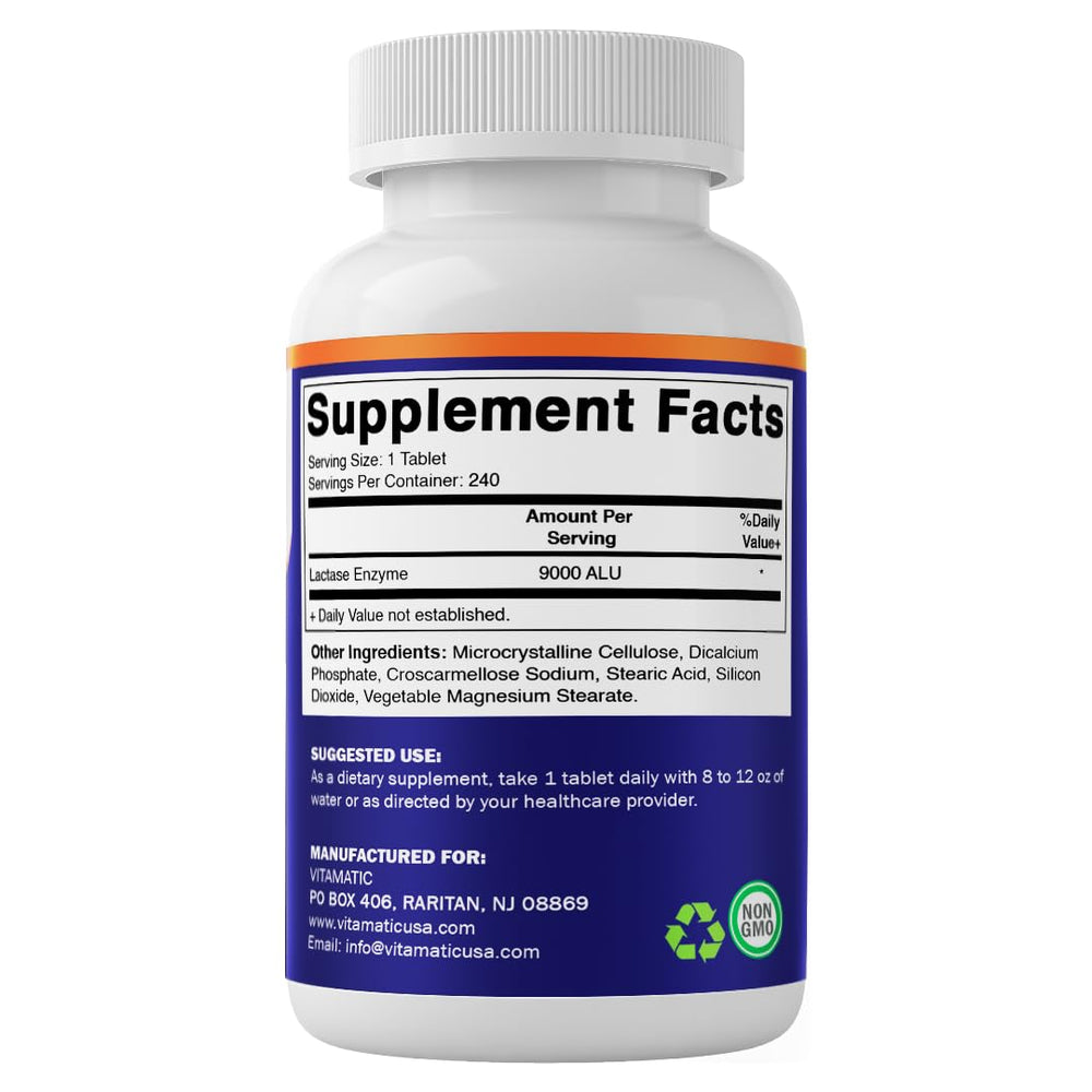 Vitamatic Lactase Enzyme 9000 free from common allergens.