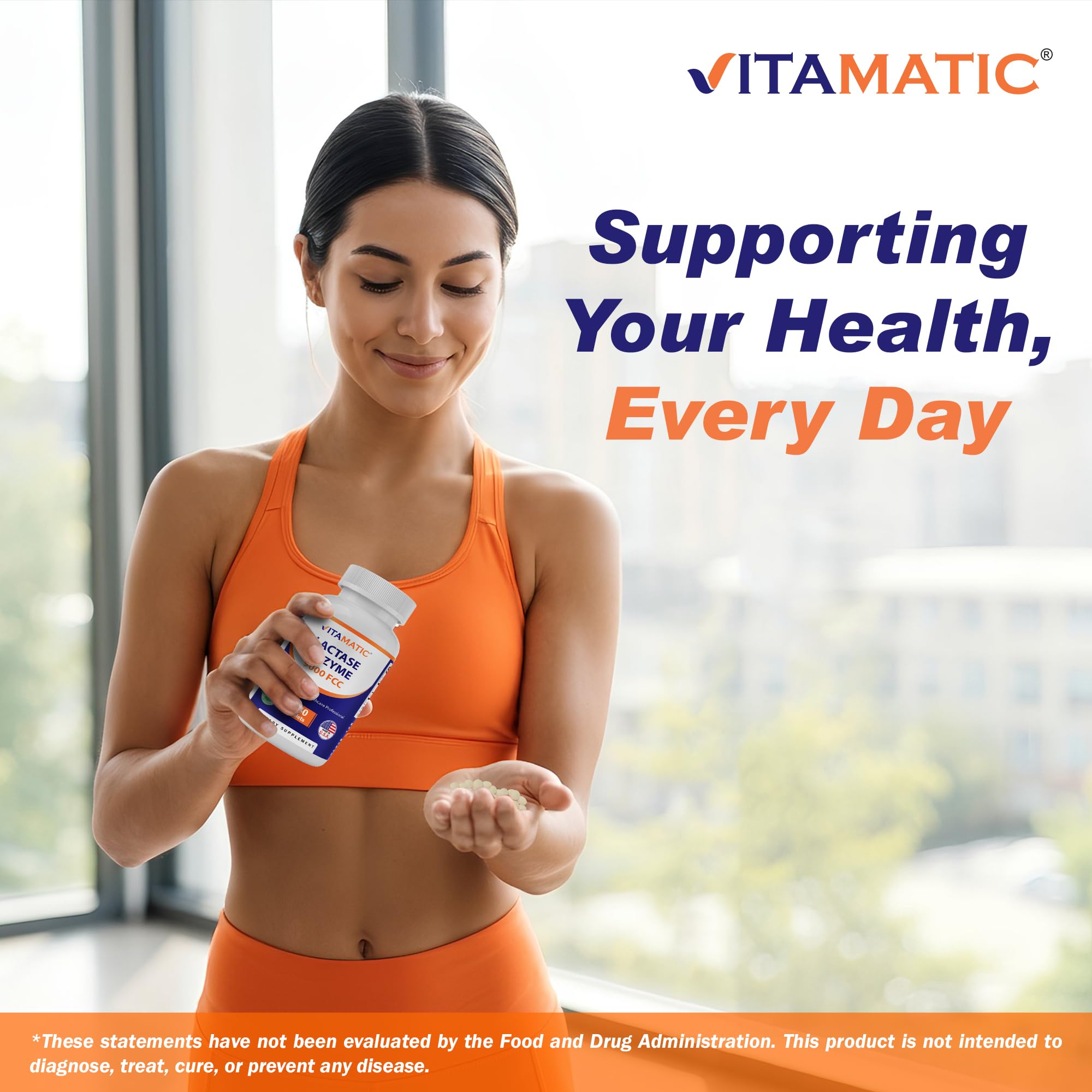 Vitamatic Lactase Enzyme 9000 gluten-free and Non-GMO.