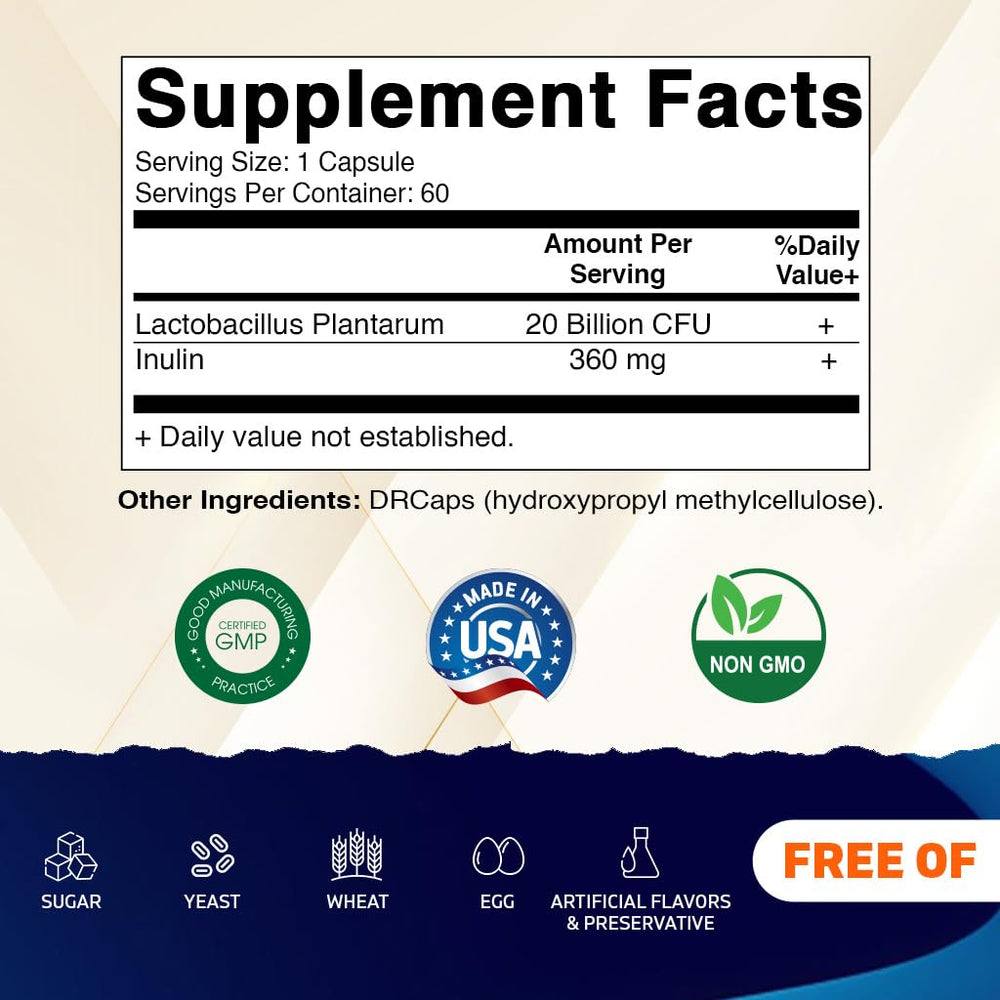 Vitamatic Lactobacillus Plantarum 20B CFU per capsule close-up shows potency.