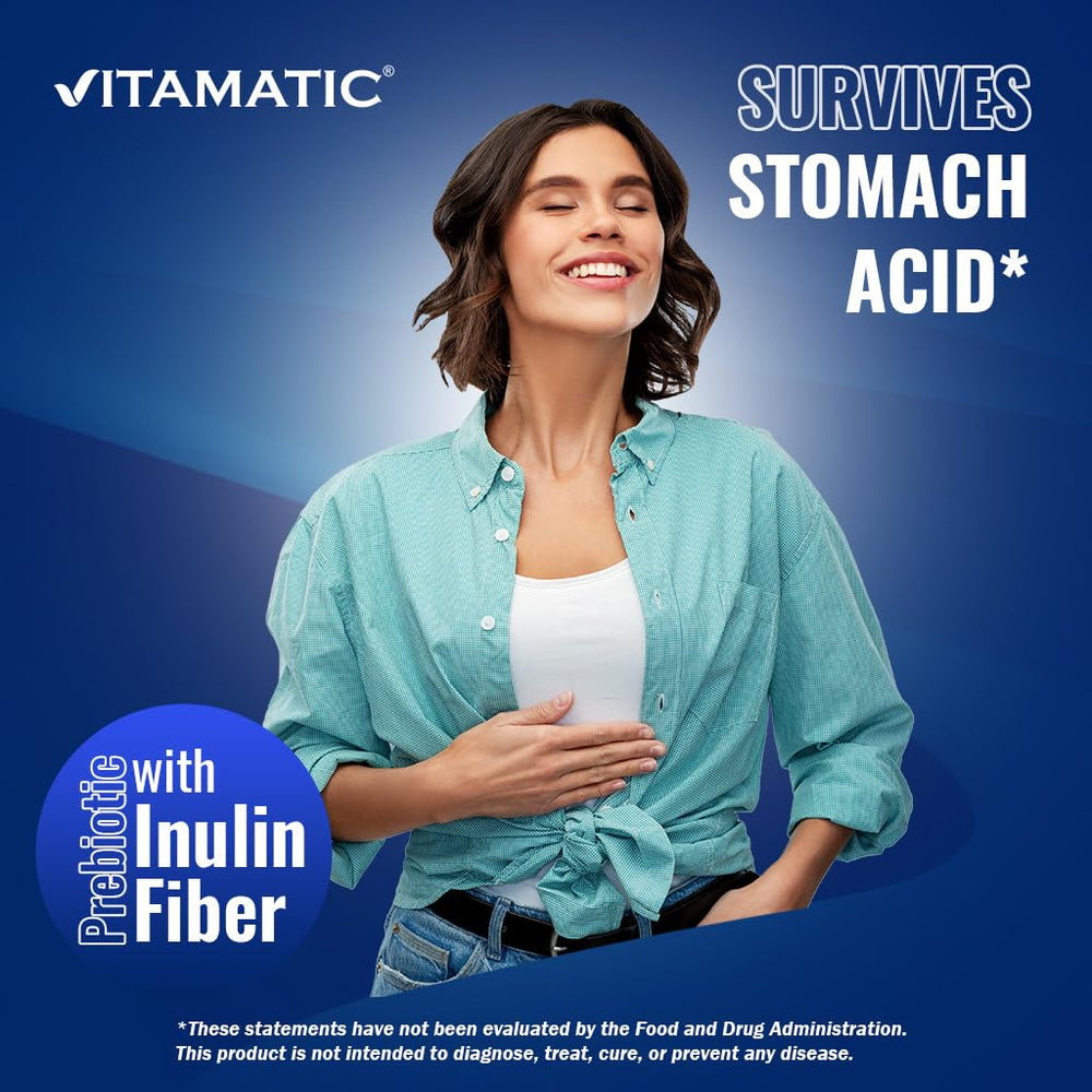 Vitamatic Lactobacillus Reuteri Complex prebiotic inulin detail.