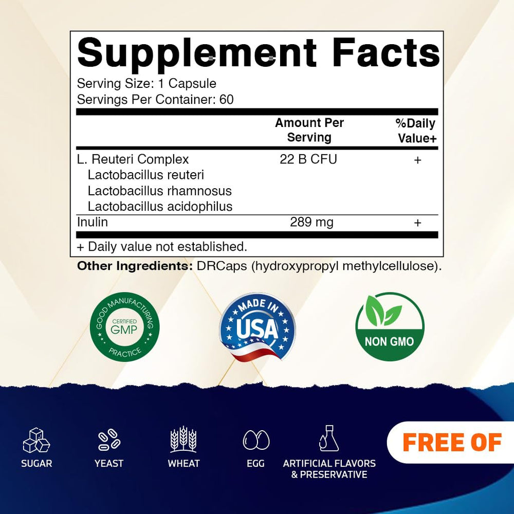 Vitamatic delayed-release capsules close-up protecting probiotics through stomach acid.